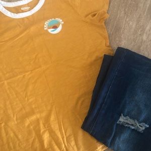 Yellow Old Navy Explore More Short Sleeve T-Shirt